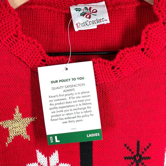 NUTCRACKER Christmas Holiday Sweater Size L Red Embellished Angel Snowman Winter - Picture 11 of 16
